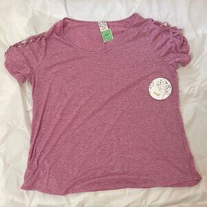 NWT Women's Size 3X Naif Heather Pink Short Sleeved T-shirt Top Blouse Tunic